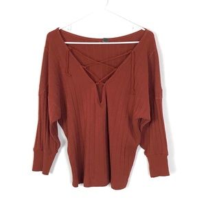 2/$34 EUC Free People LaceUp Oversize Ribbed Shirt